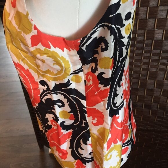 Milly multi color silk tie neck sleeveless top 10 - Picture 4 of 6